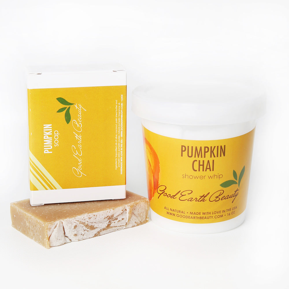 Pumpkin Shower Gift Set Shower Whip and Bar Soap Good Earth Beauty