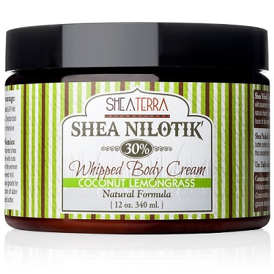Body Cream -Shea Nilotik' 30% Shea Butter Whipped Body Cream COCONUT LEMONGRASS Shea Terra Organics
