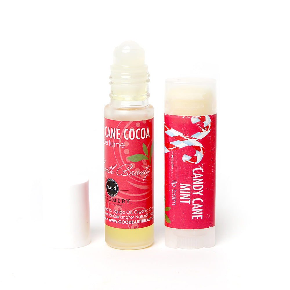 Candy Cane Gift Set Perfume and Lip Balm Holiday Gift Idea Good Earth