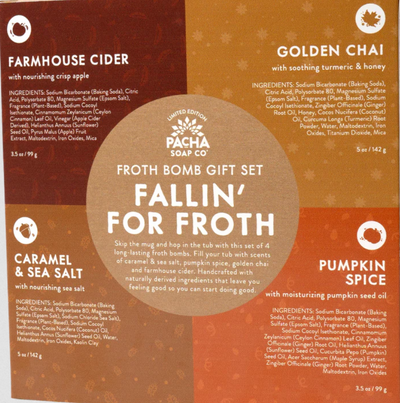 Bath Bombs - Fallin' for Froth Gift Set - Fall Scents - Natural Pack of 4