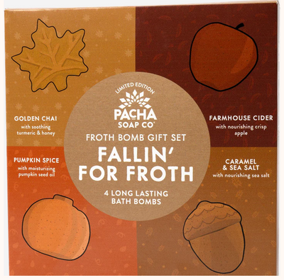 Bath Bombs - Fallin' for Froth Gift Set - Fall Scents - Natural Pack of 4