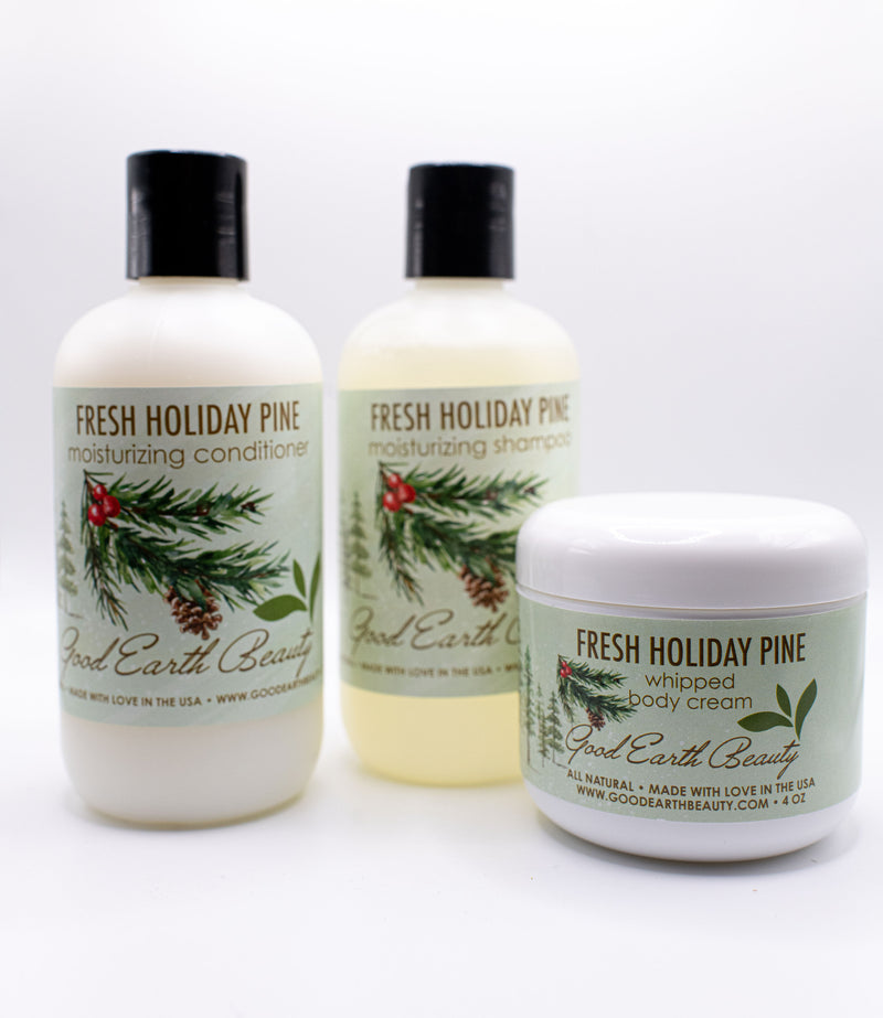 Holiday Pine Gift Set Shampoo, Conditioner and Body Cream - Good Earth Beauty