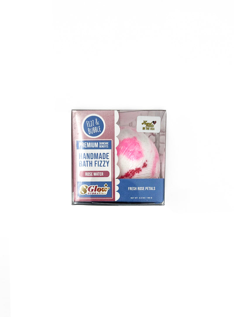 Bath Fizzy 6.5 Ounce - Rose Water -Fresh Rose Petals - Boxed - Fizz & Bubble