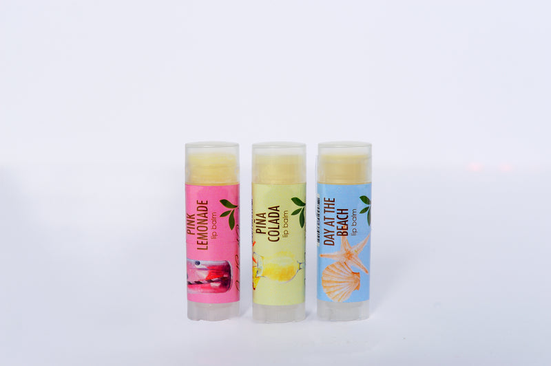 Clone of New Gift Set - Lip Balm Natural Vegan set of 3 - Day at the Beach, Pink Lemonade, Pina Colada