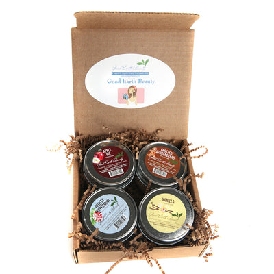 New Candle Lover's Gift Set - set of 4 Apple Pie, Vanilla, Frosted Gingerbread and Frosty Peppermint,