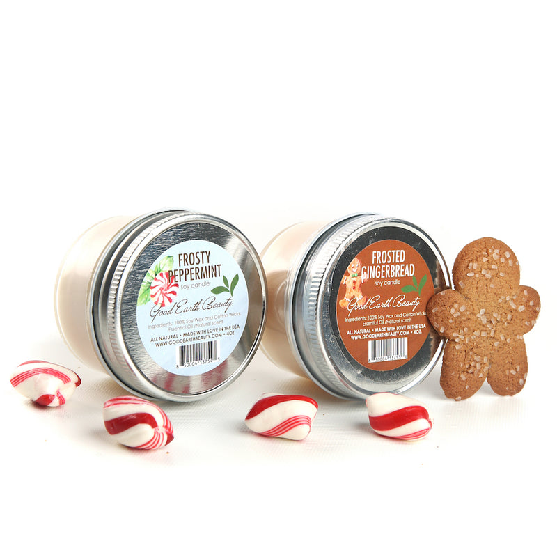 Soy All Natural Candles set 2 Frosty Peppermint & Frosted Gingerbread