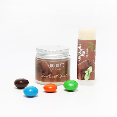 Chocolate Amour Gift Set Lip Scrub and Lip Balm Holiday Gift Good Earth Beauty