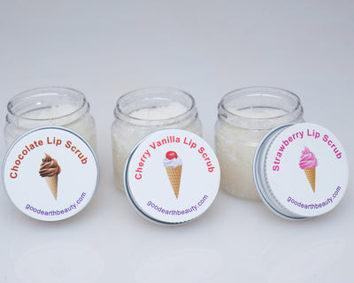 Lip Scrub - All Natural - Set of 3 ice cream flavors