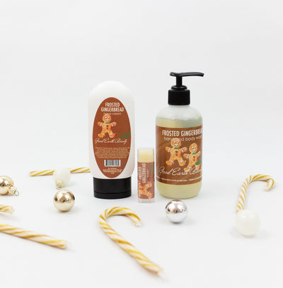 Frosted Gingerbread Holiday Gift Set - Hand Cream, and Lip Balm, Hand and/Body Wash Good Earth Beauty