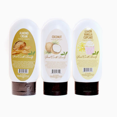 New Gift Set 3 Hand Cream Coconut, Almond Cream & Vanilla Lemon Cupcake Good Earth Beauty