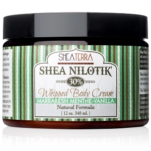 Body Cream -Shea Nilotik' 30% Shea Butter Whipped Body Cream MARRAKESH MENTHE VANILLA Shea Terra Organics