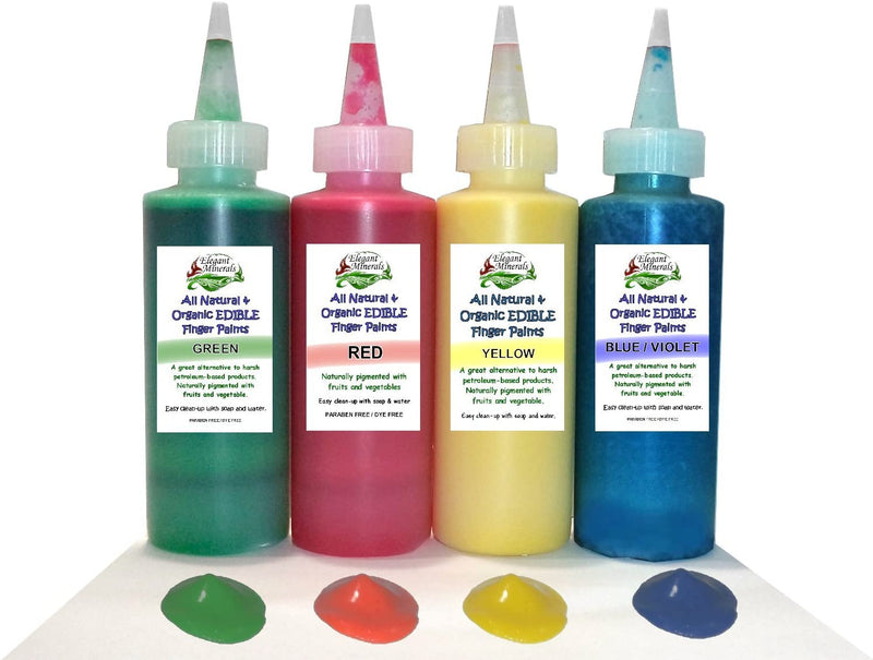 Finger Paint Natural Non-Toxic - Edible and Safe - Set of 4