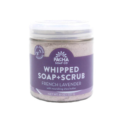 New 8oz size Shower Whip - FRENCH LAVENDER WHIPPED SOAP + SCRUB Pacha Soap
