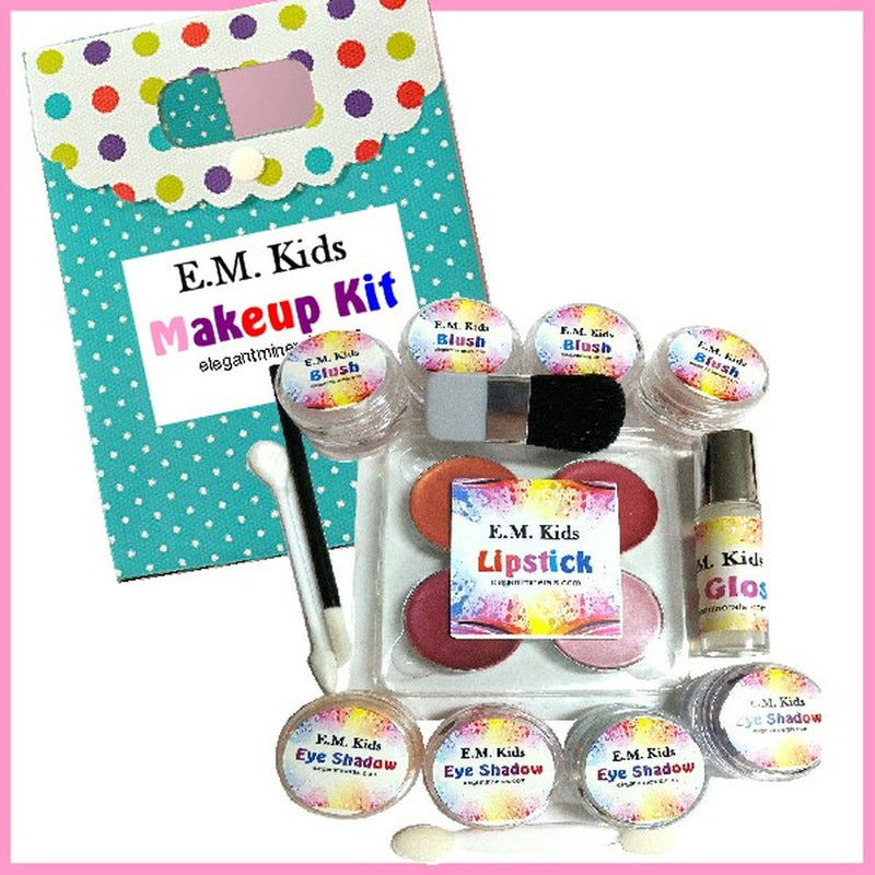 Makeup Kit for Kids- Organic & Natural Pretend Play + Free Makeup Bag - 14 pc.