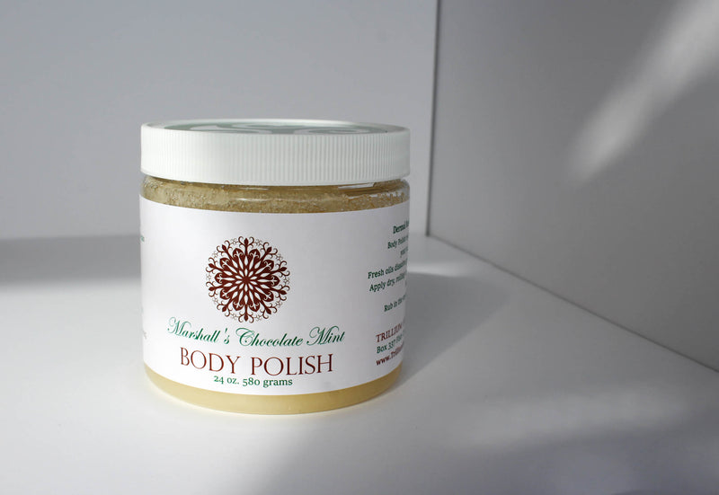 Body Polish Chocolate Mint  - Salt Scrub - 24 Ounce Jar - Trillium