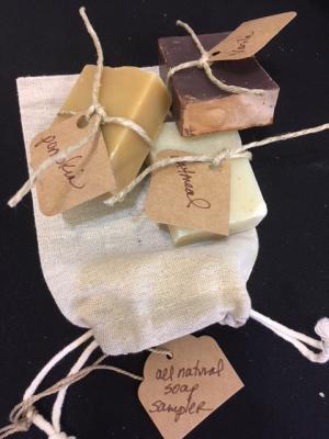 Soap Sampler - 3 Half Bars in Burlap Bag-Gift Set